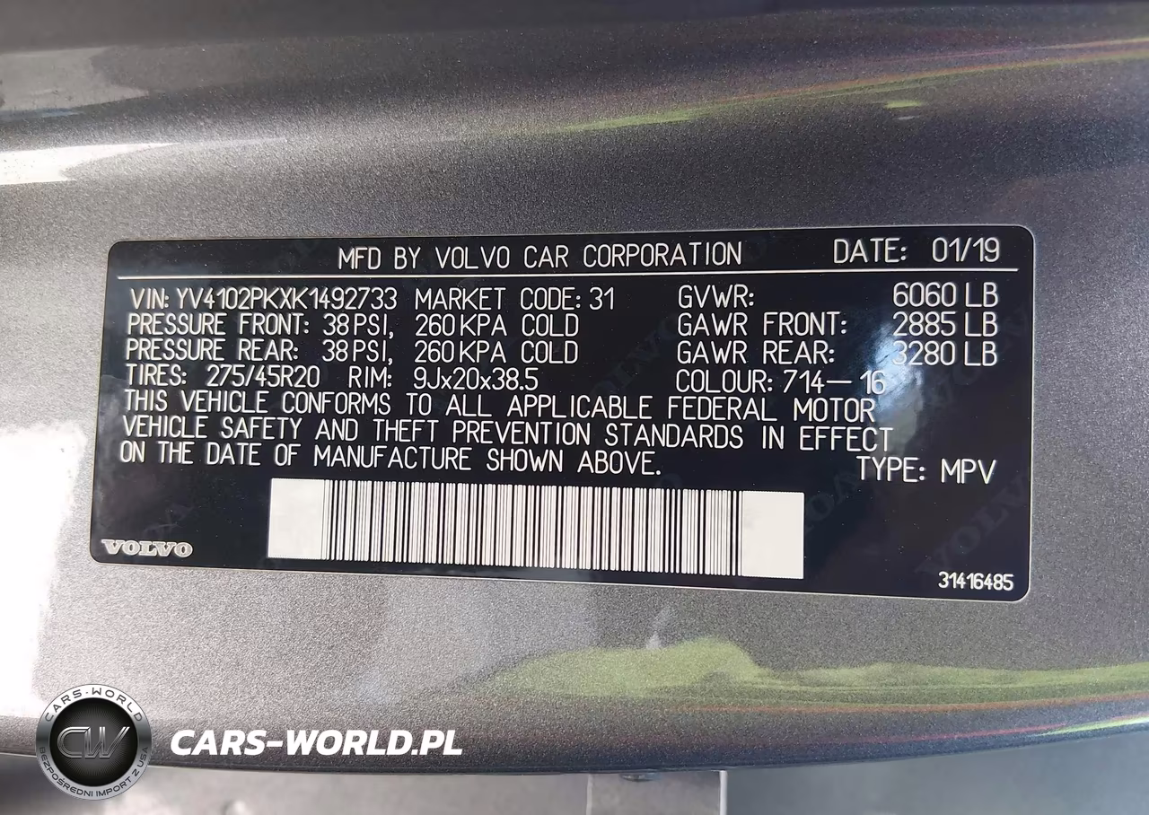 2019 Volvo Xc90 T5 Momentum VIN:YV4102PKXK1492733 - 9