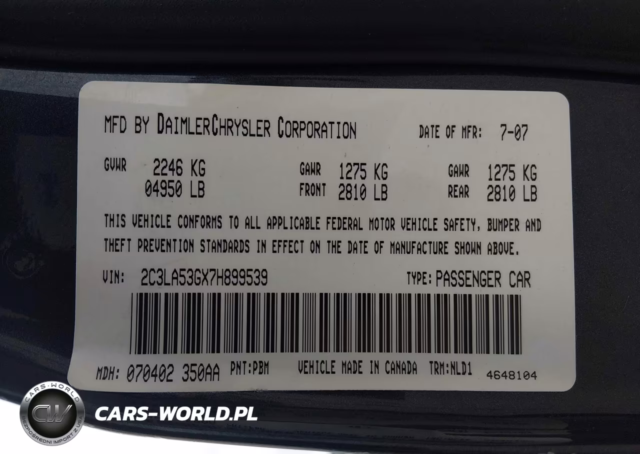 2007 Chrysler 300 Touring VIN:2C3LA53GX7H899539 - 9