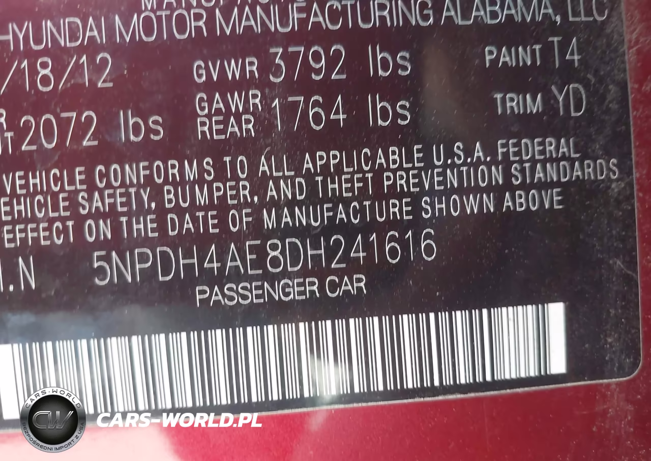 2013 Hyundai Elantra Gls VIN:5NPDH4AE8DH241616 - 9