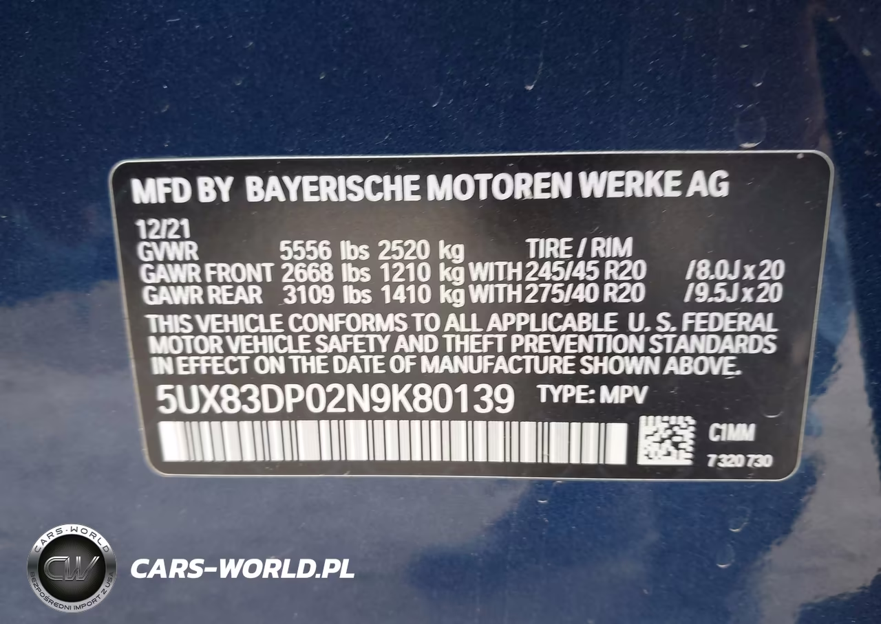 2022 BMW X3 M40I VIN:5UX83DP02N9K80139 - 9