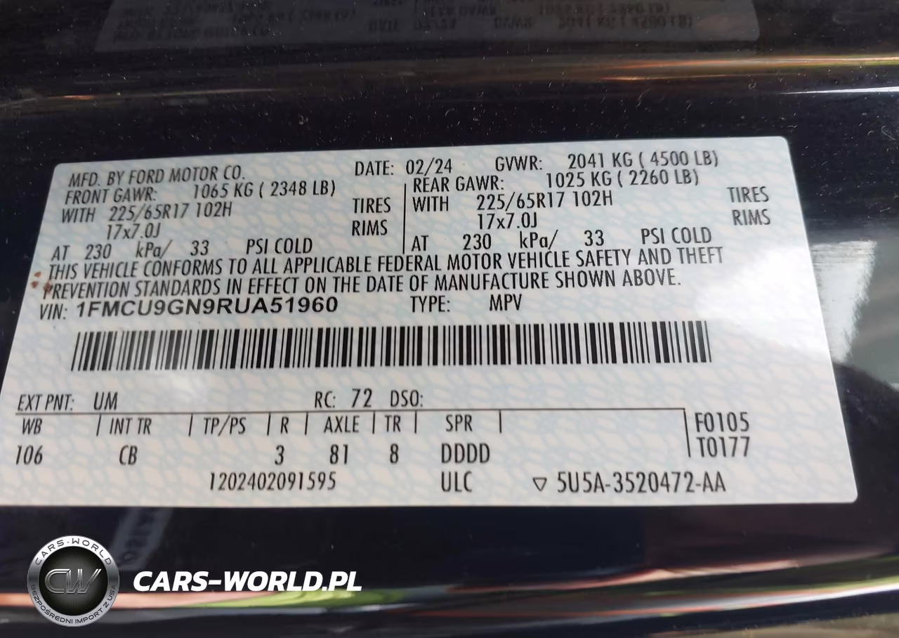 2024 Ford Escape Active VIN:1FMCU9GN9RUA51960 - 9