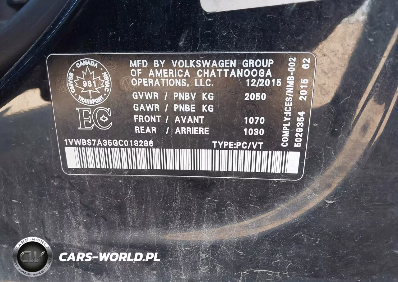 2016 Volkswagen Passat 1.8T Se VIN:1VWBS7A35GC019296 - 9