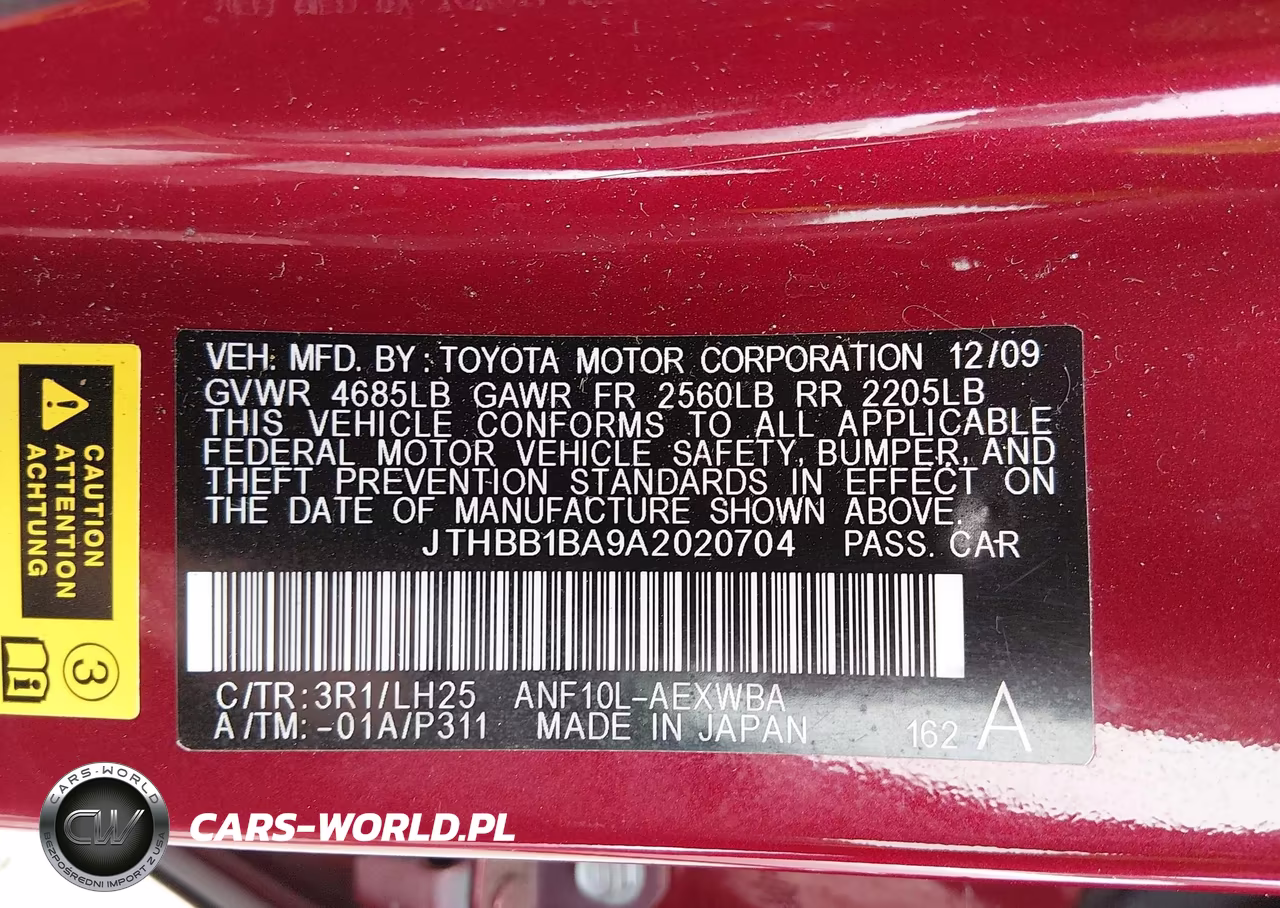 2010 Lexus Hs 250H Premium VIN:JTHBB1BA9A2020704 - 9