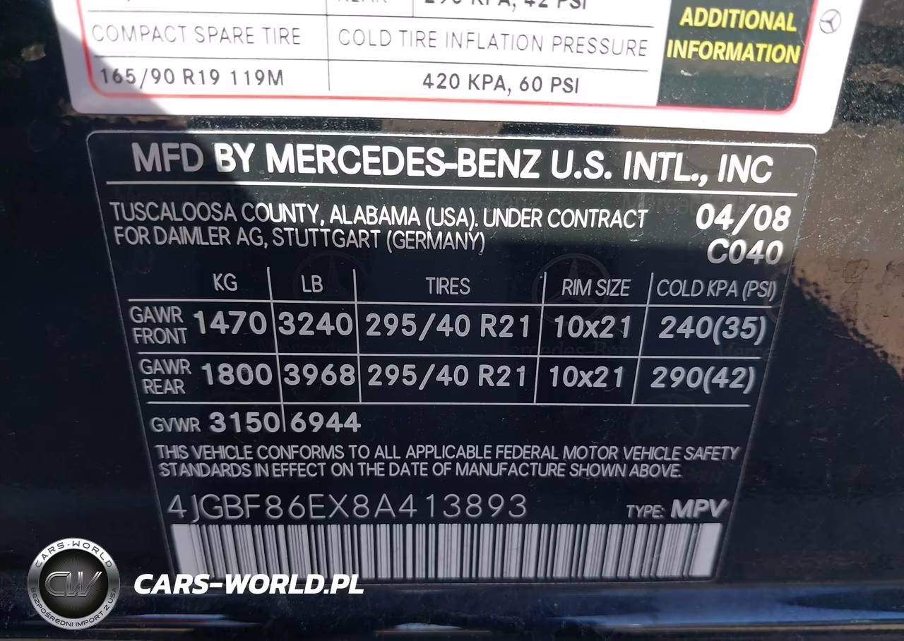 2008 Mercedes-Benz Gl 550 4Matic VIN:4JGBF86EX8A413893 - 9