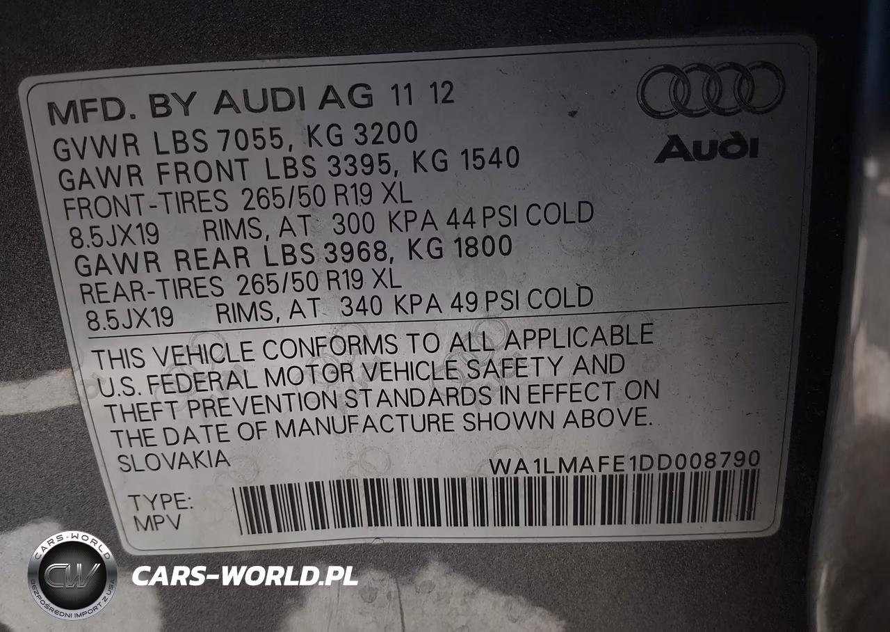 2013 Audi Q7 3.0 Tdi Premium VIN:WA1LMAFE1DD008790 - 9
