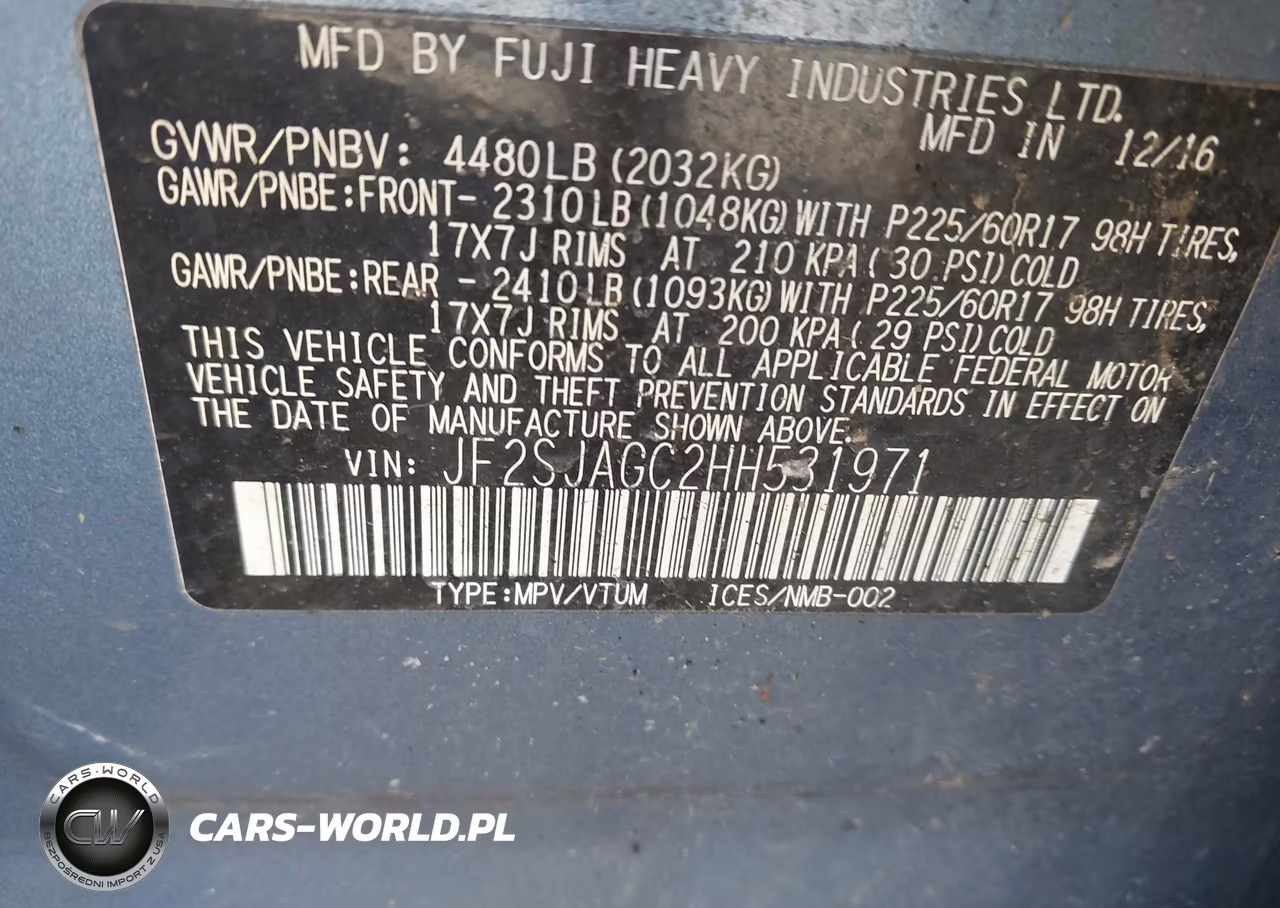 2017 Subaru Forester 2.5I Premium VIN:JF2SJAGC2HH531971 - 9