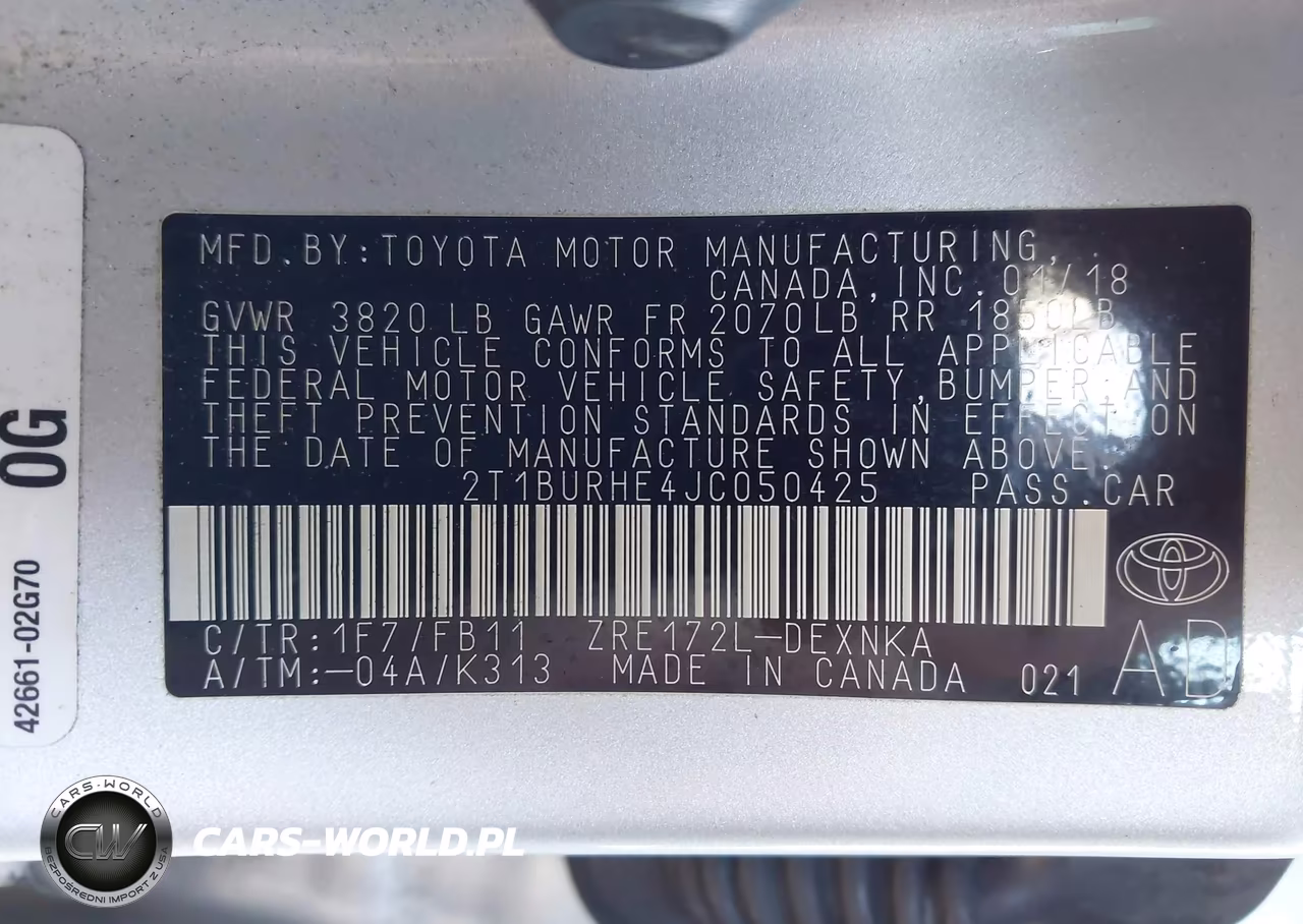 2018 Toyota Corolla Le VIN:2T1BURHE4JC050425 - 9