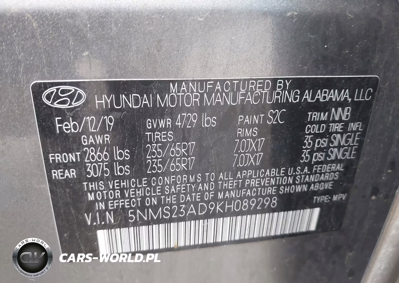 2019 Hyundai Santa Fe Se VIN:5NMS23AD9KH089298 - 9