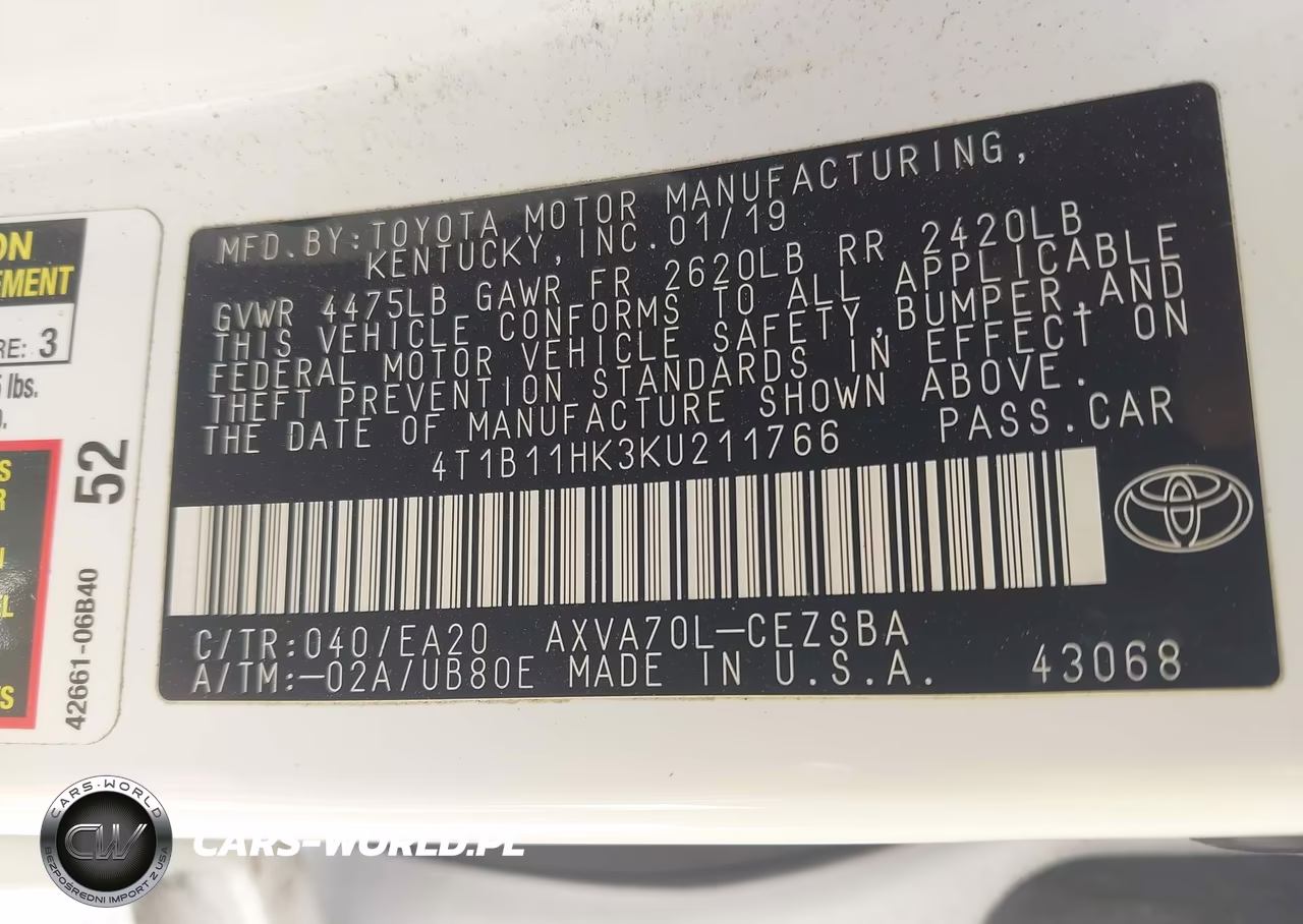 2019 Toyota Camry Se VIN:4T1B11HK3KU211766 - 9