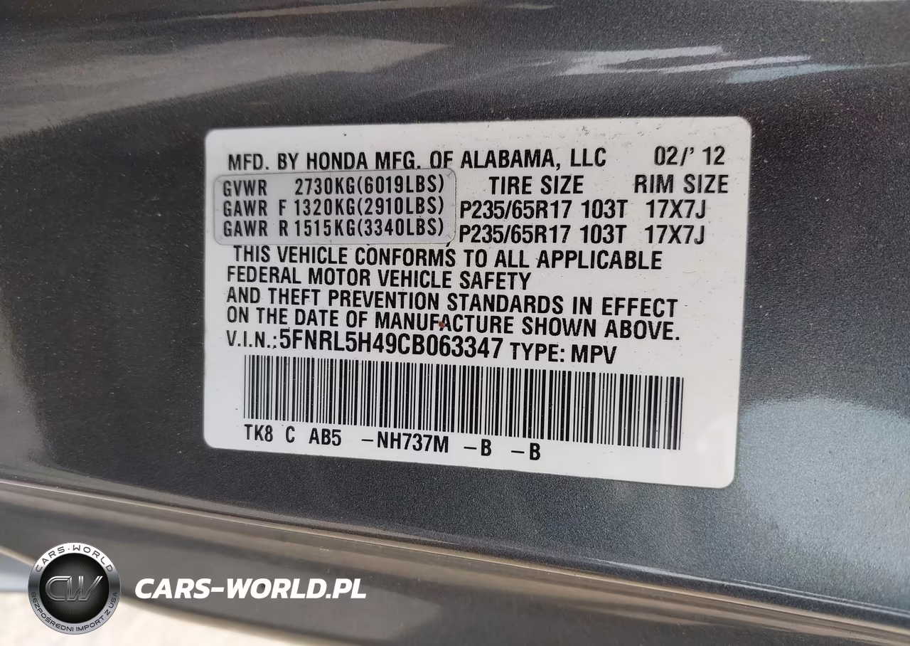 2012 Honda Odyssey Ex VIN:5FNRL5H49CB063347 - 9