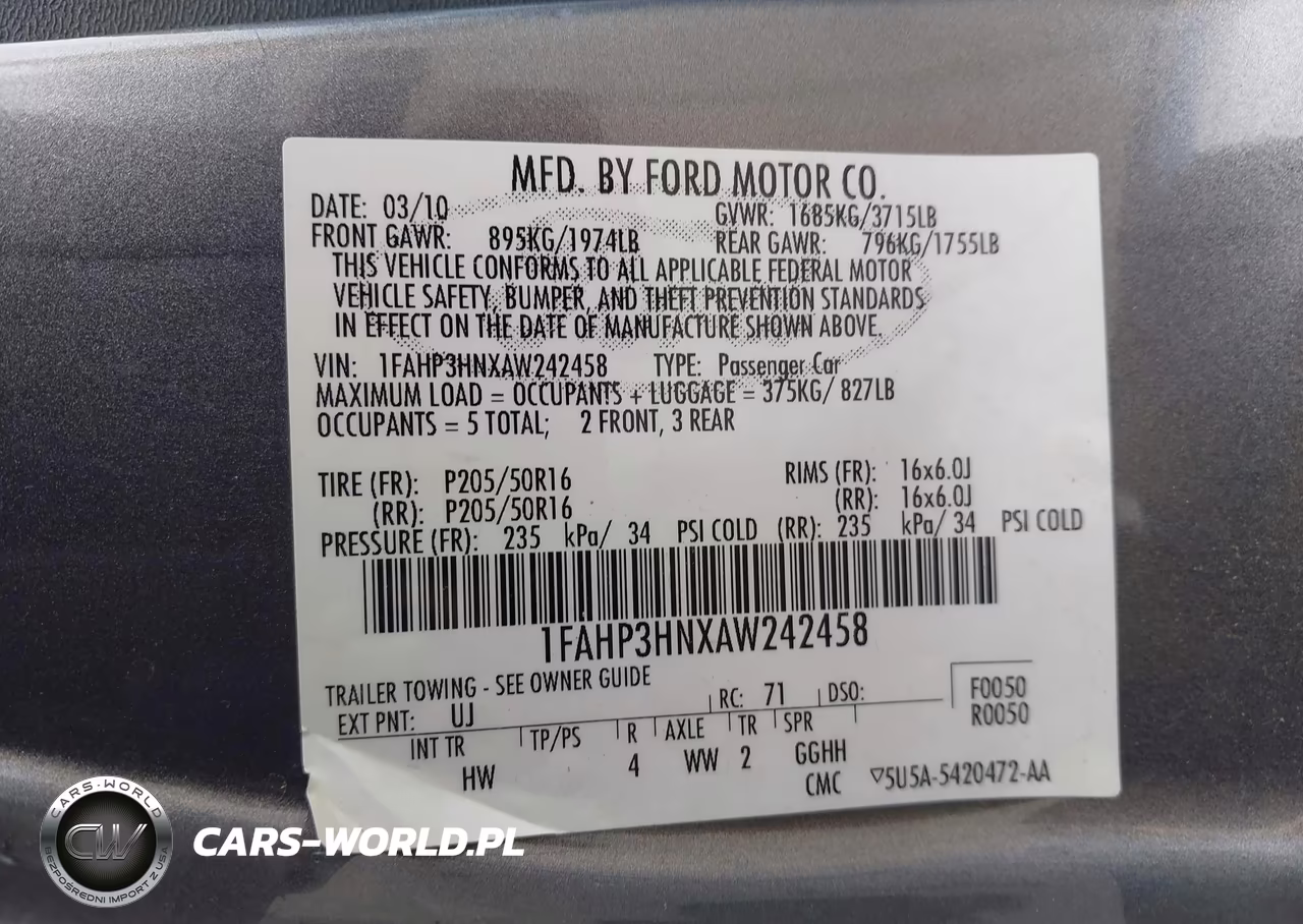 2010 Ford Focus Sel VIN:1FAHP3HNXAW242458 - 9