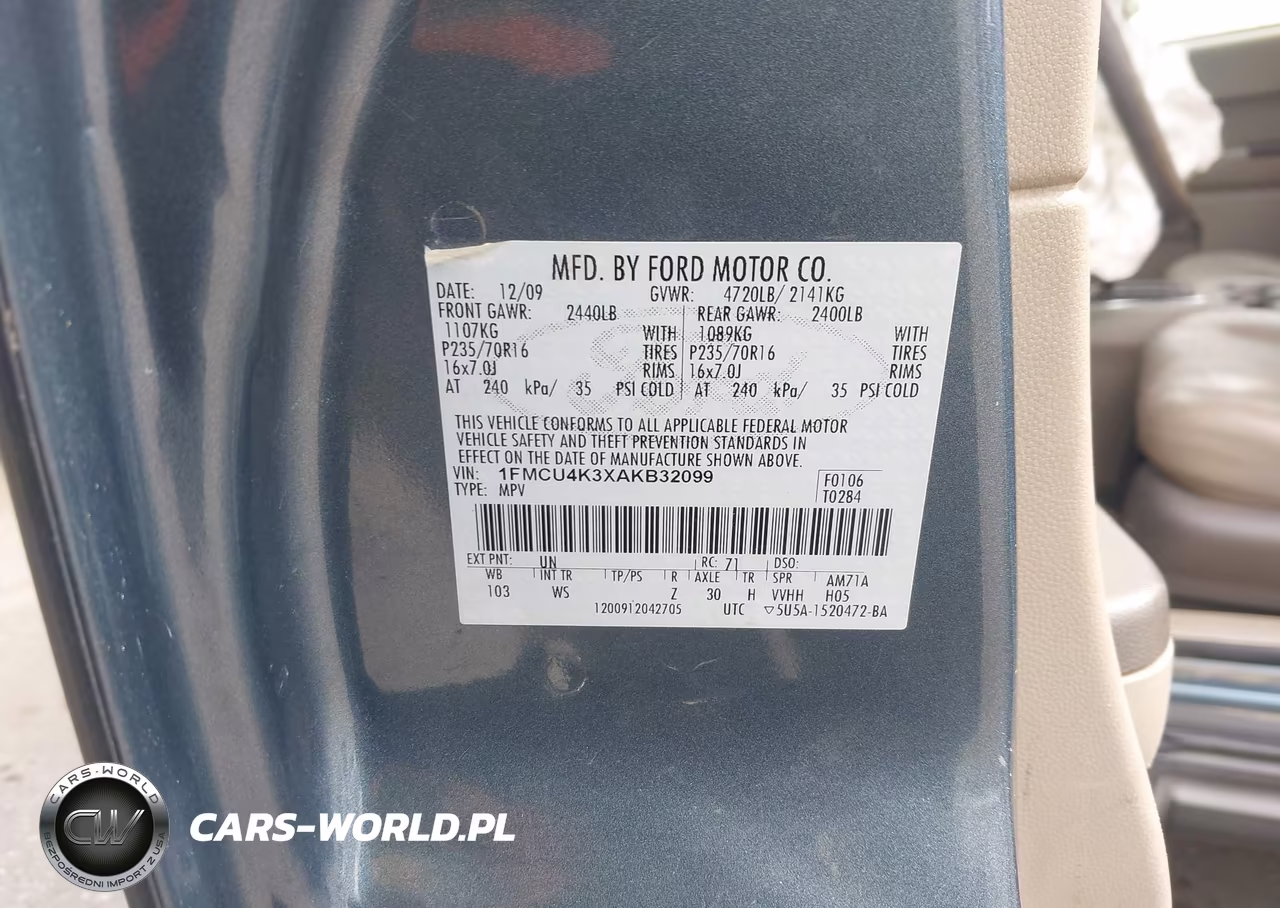2010 Ford Escape Hybrid Limited VIN:1FMCU4K3XAKB32099 - 9
