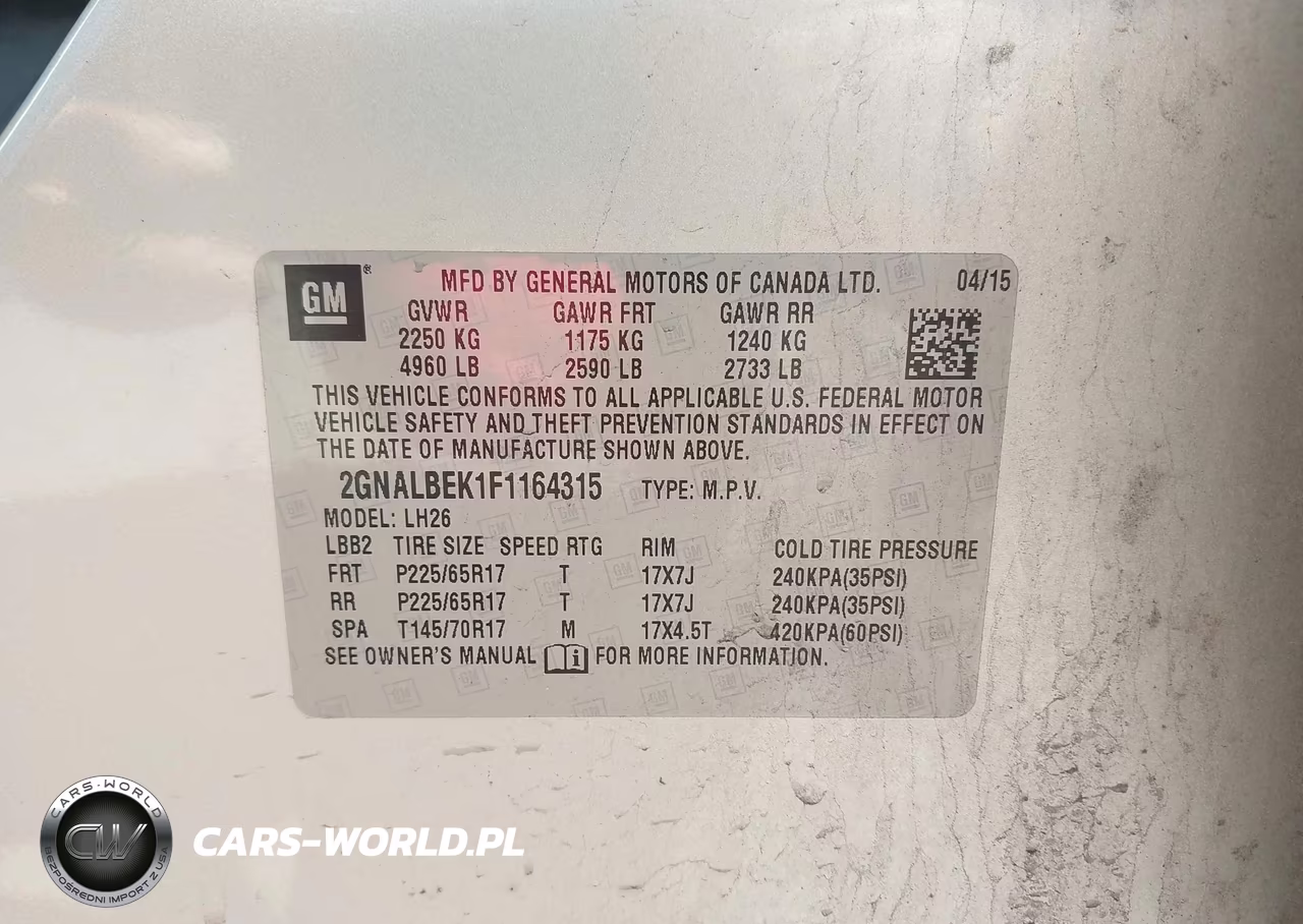 2015 Chevrolet Equinox 1Lt VIN:2GNALBEK1F1164315 - 9