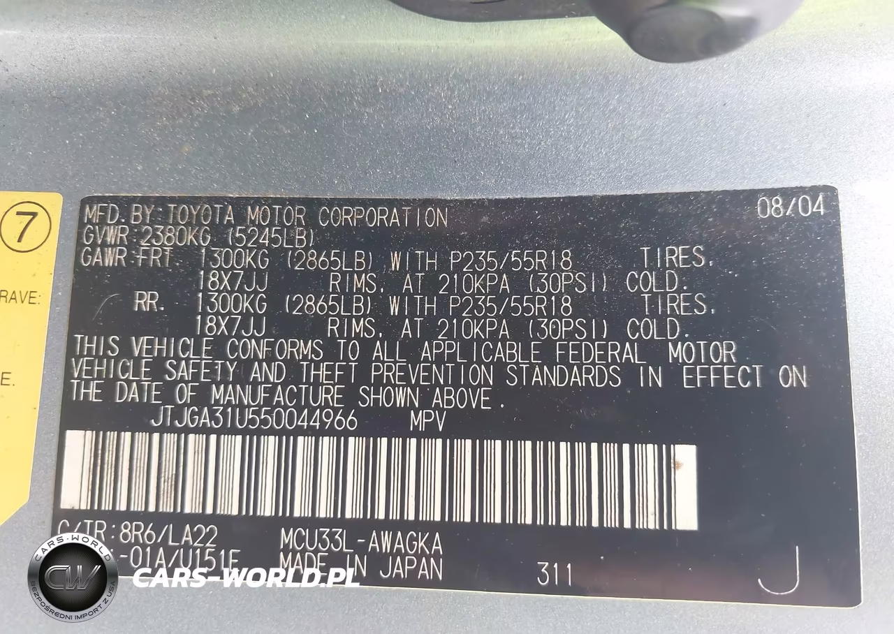 2005 Lexus Rx 330 VIN:JTJGA31U550044966 - 9