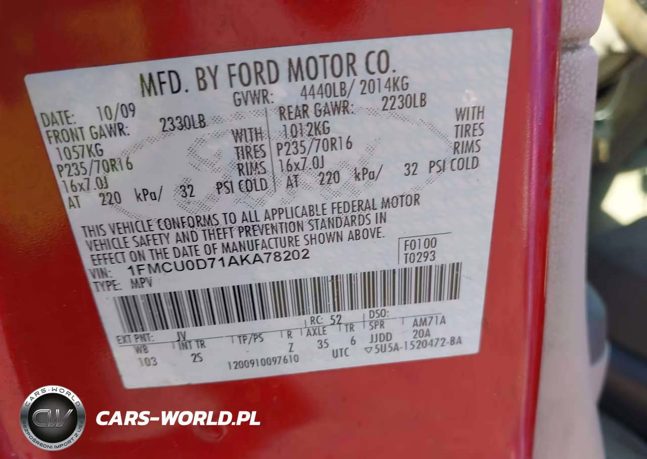 2010 Ford Escape Xlt VIN:1FMCU0D71AKA78202 - 9