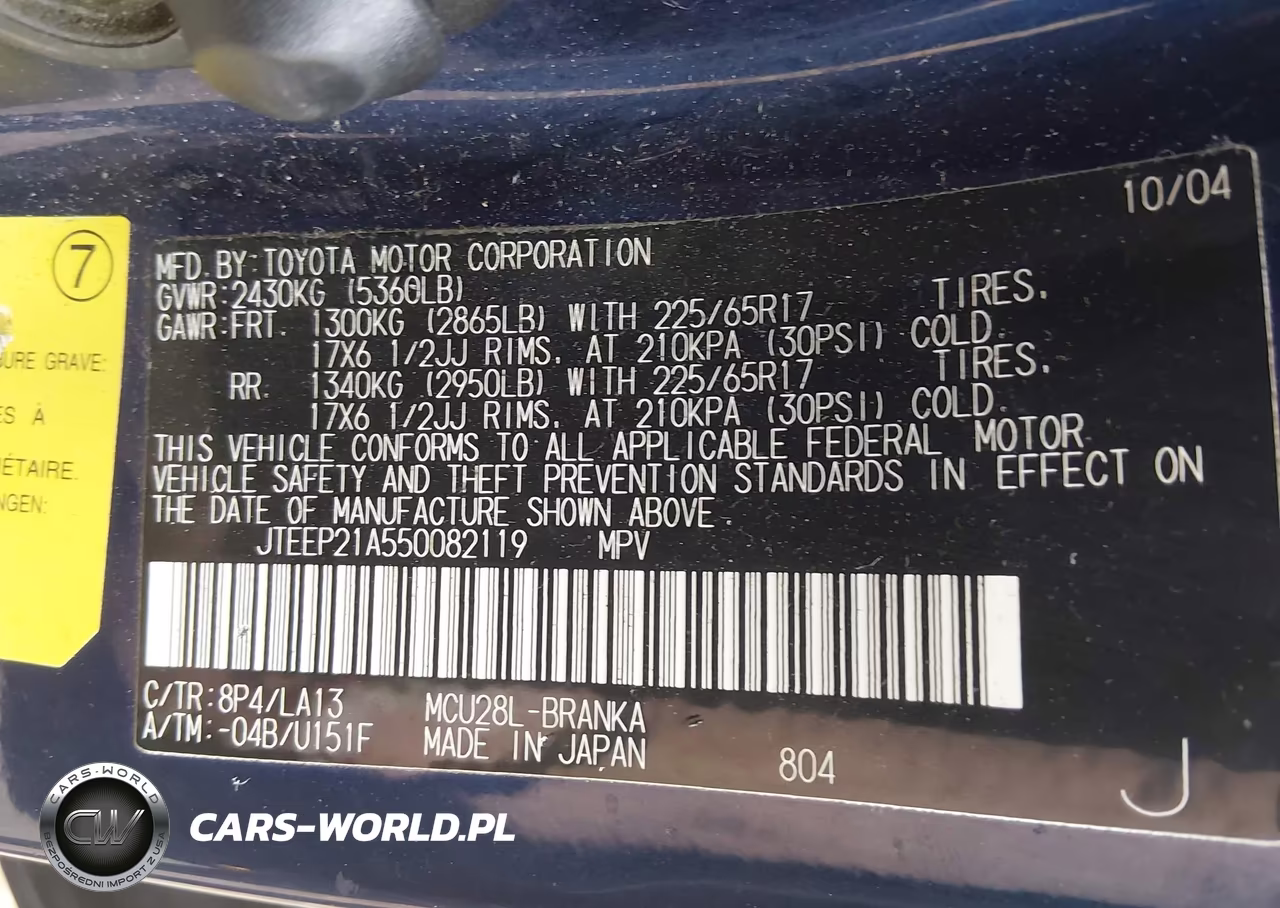 2005 Toyota Highlander Limited V6 VIN:JTEEP21A550082119 - 9