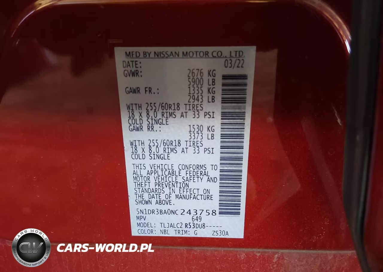 2022 Nissan Pathfinder Sv 2Wd VIN:5N1DR3BA0NC243758 - 9