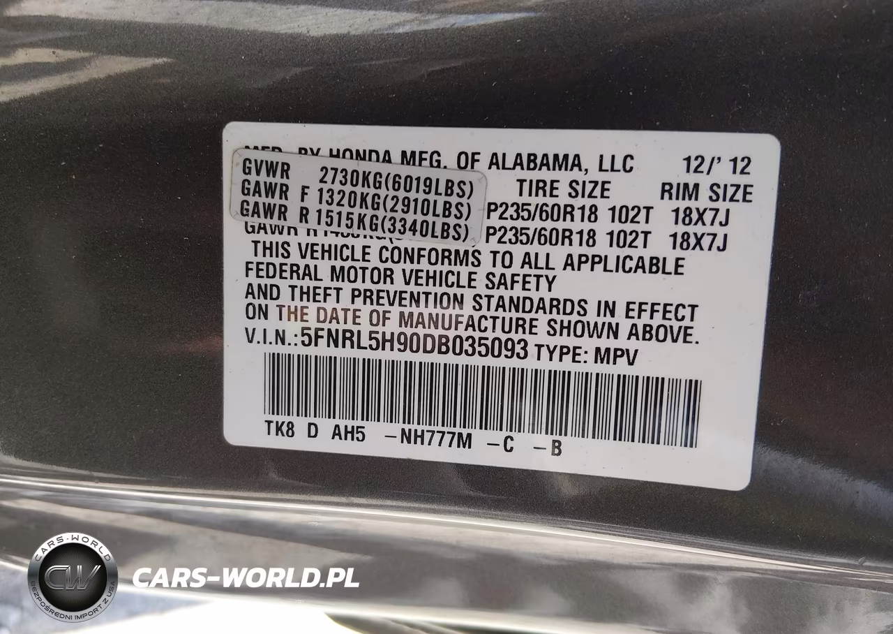 2013 Honda Odyssey Touring-Touring Elite VIN:5FNRL5H90DB035093 - 9
