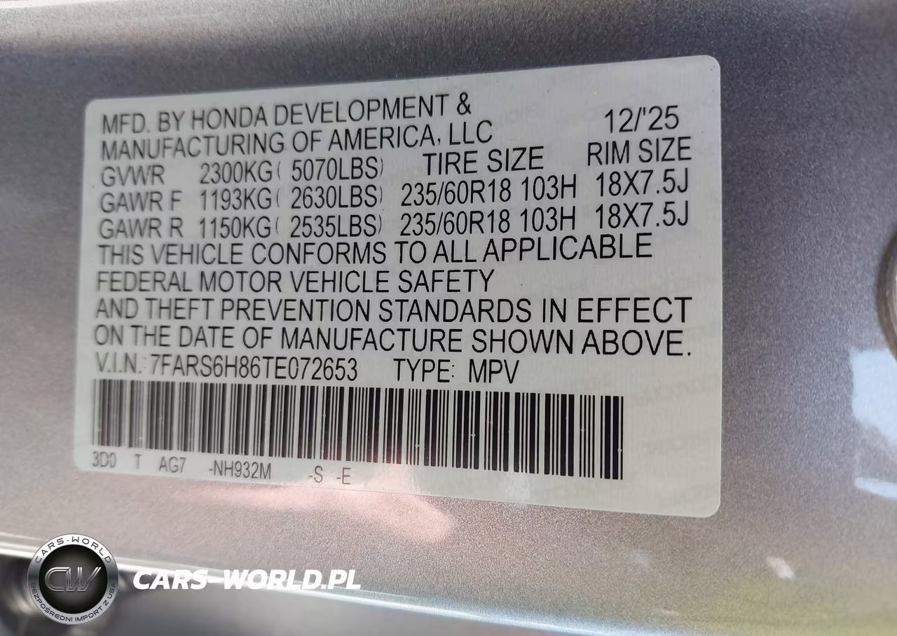 2026 Honda Cr-V Hybrid Awd Sport-L VIN:7FARS6H86TE072653 - 9