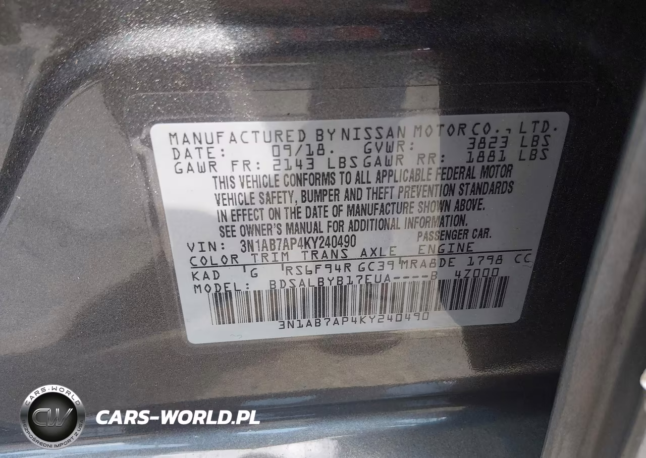 2019 Nissan Sentra S VIN:3N1AB7AP4KY240490 - 9
