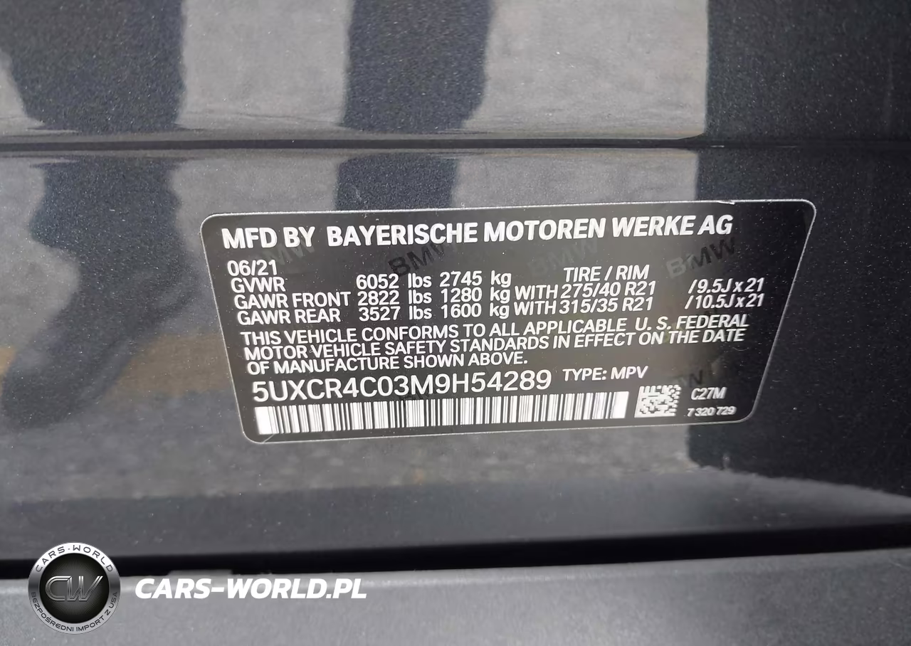 2021 BMW X5 Sdrive40I VIN:5UXCR4C03M9H54289 - 9