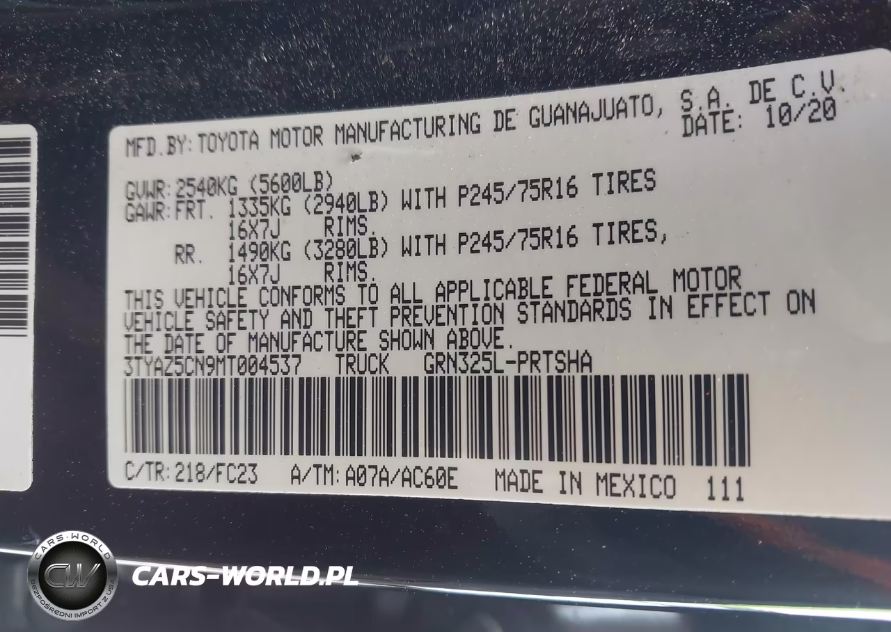2021 Toyota Tacoma Sr5 V6 VIN:3TYAZ5CN9MT004537 - 9