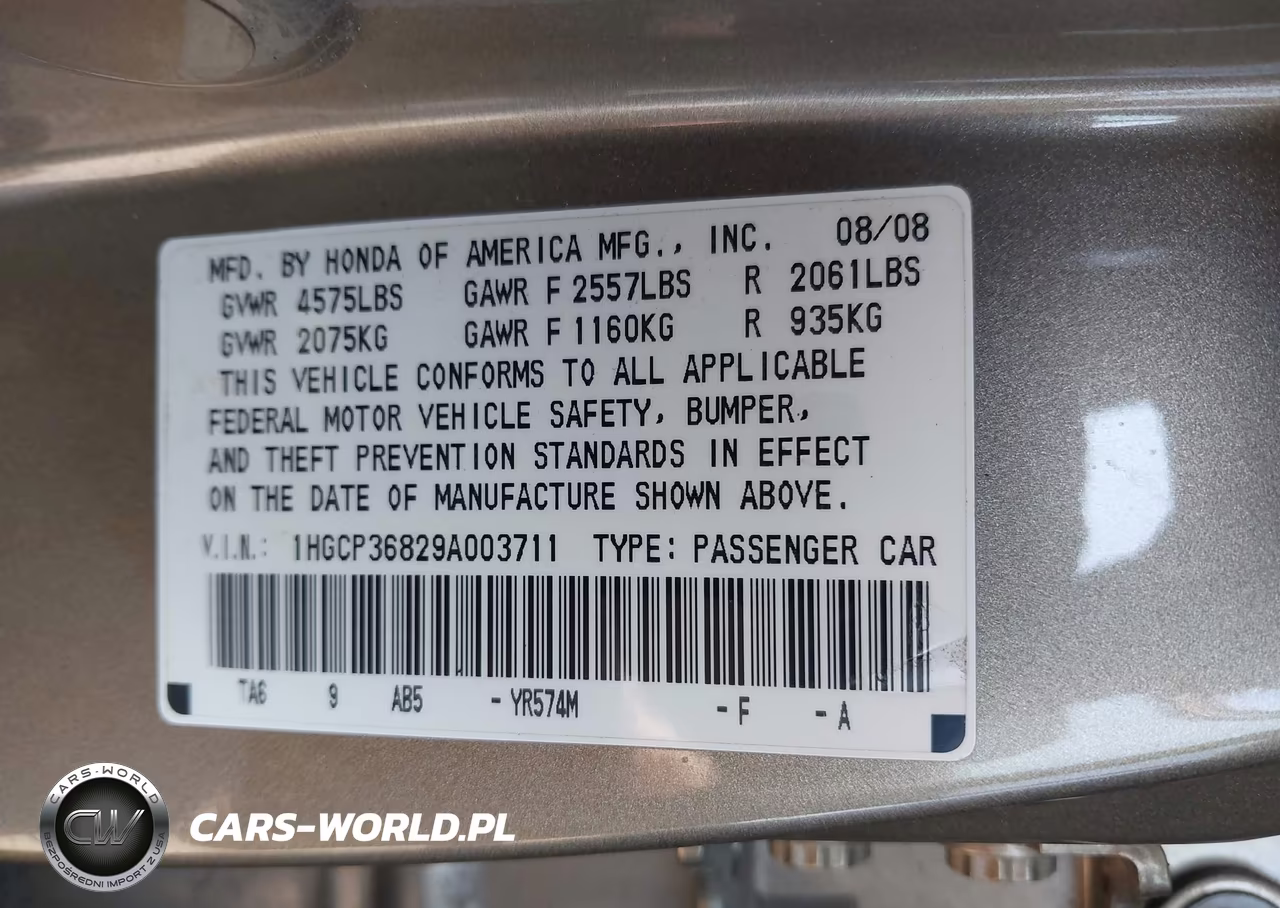 2009 Honda Accord 3.5 Ex-L VIN:1HGCP36829A003711 - 9