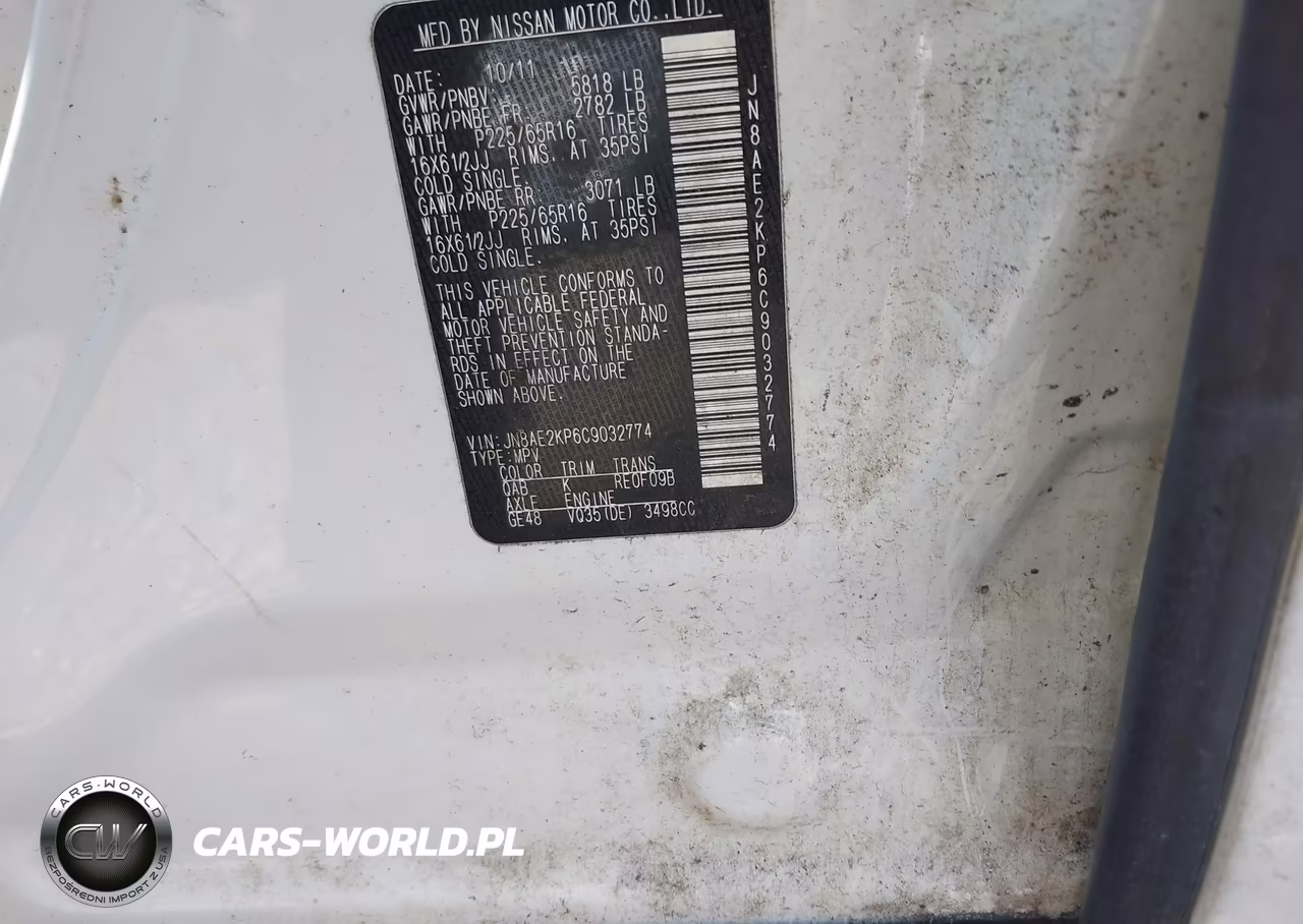 2012 Nissan Quest S VIN:JN8AE2KP6C9032774 - 9