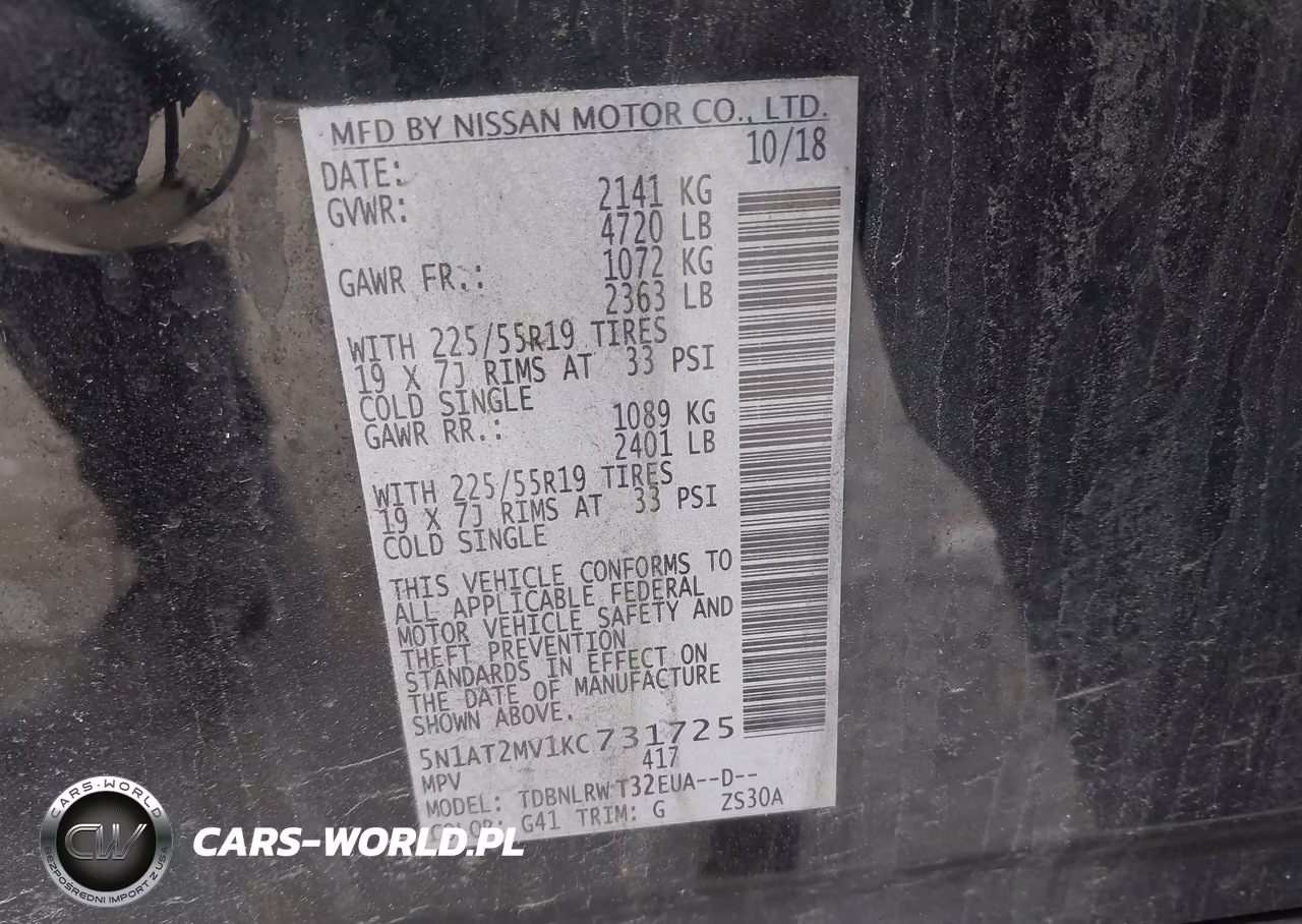 2019 Nissan Rogue Sl VIN:5N1AT2MV1KC731725 - 9