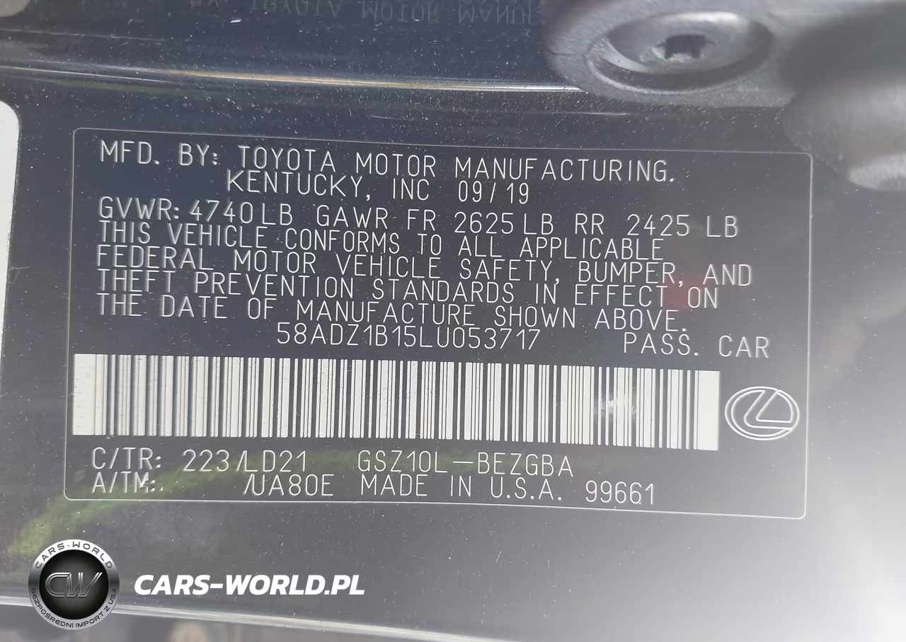 2020 Lexus Es 350 VIN:58ADZ1B15LU053717 - 9
