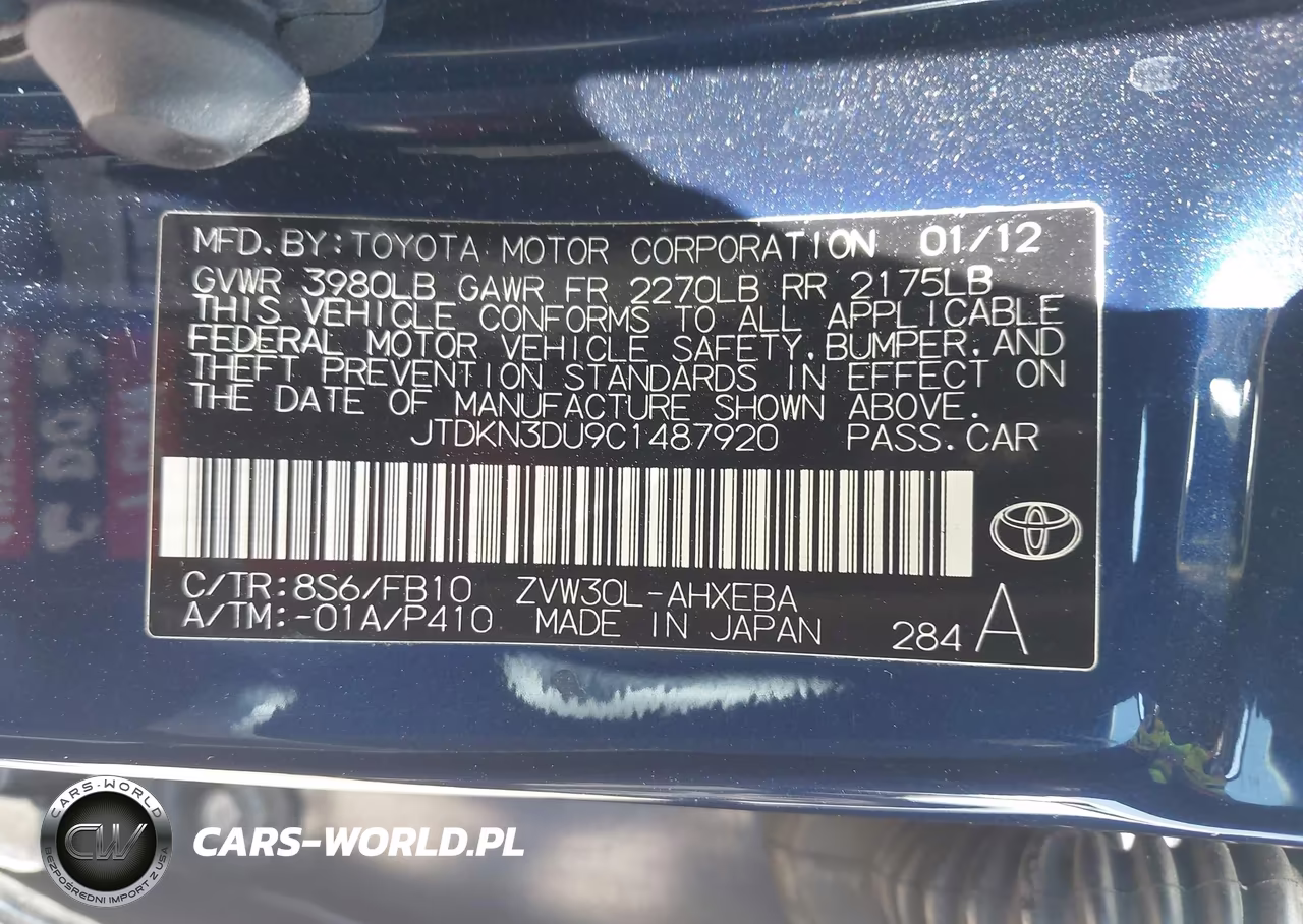 2012 Toyota Prius Three VIN:JTDKN3DU9C1487920 - 9