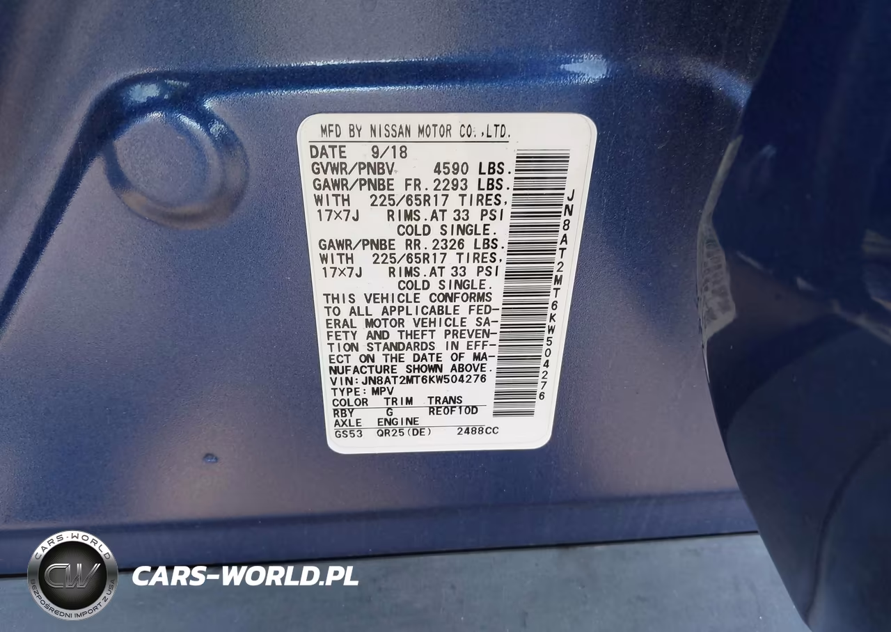 2019 Nissan Rogue Sv VIN:JN8AT2MT6KW504276 - 9