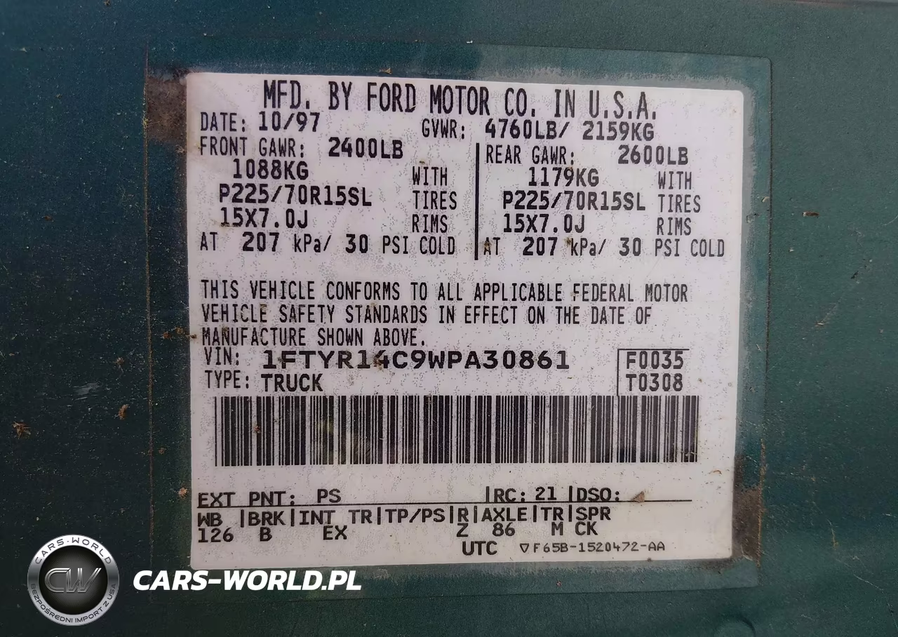 1998 Ford Ranger Xl-Xlt VIN:1FTYR14C9WPA30861 - 9