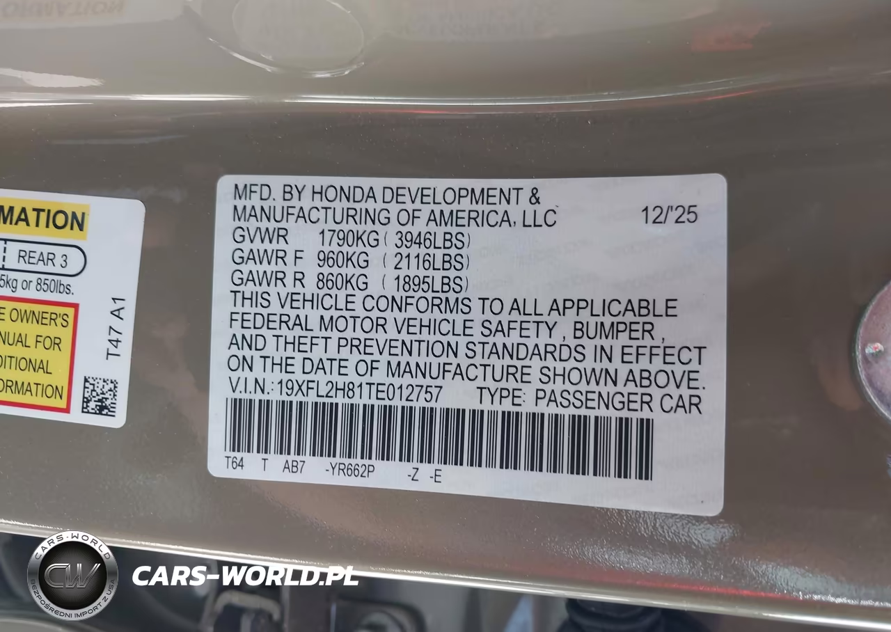 2026 Honda Civic Sport VIN:19XFL2H81TE012757 - 9