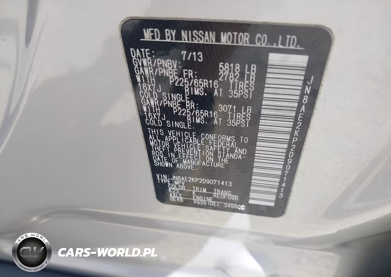2013 Nissan Quest Sv VIN:JN8AE2KP2D9071413 - 9