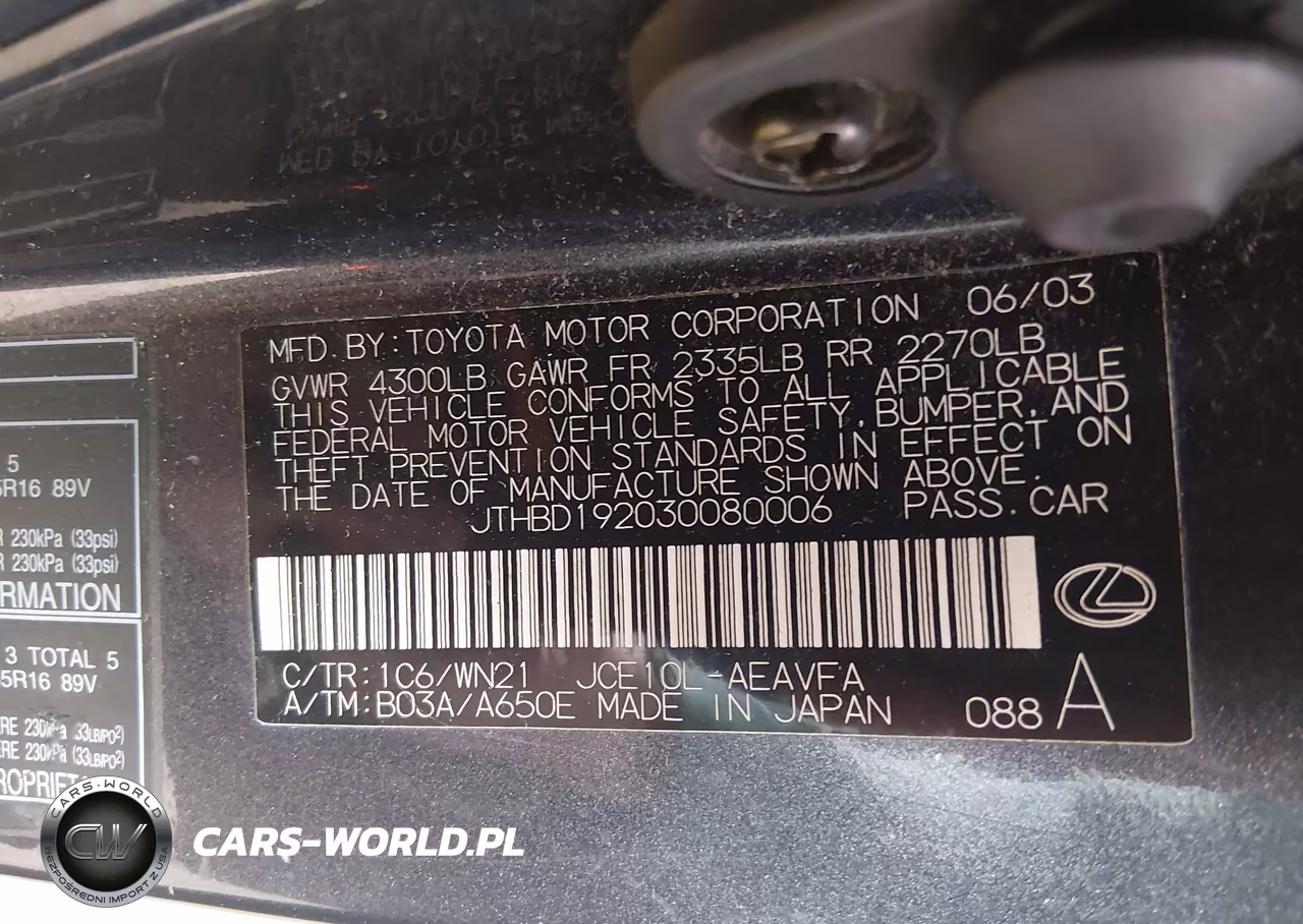 2003 Lexus Is 300 VIN:JTHBD192030080006 - 9