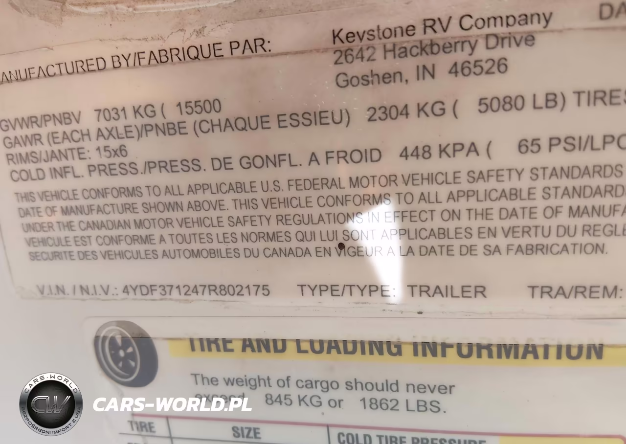 2007 Keystone Raptor VIN:4YDF371247R802175 - 9
