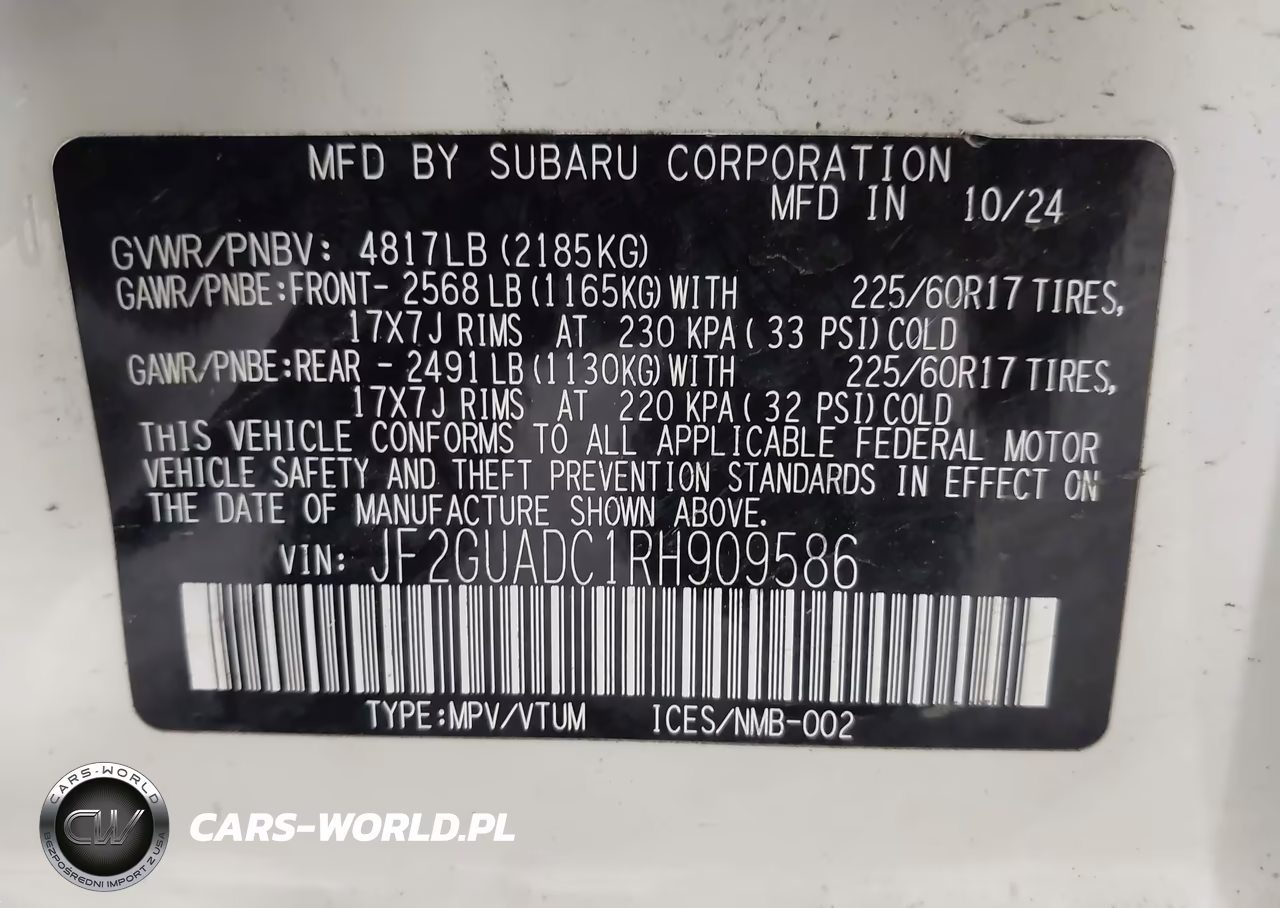 2024 Subaru Crosstrek Premium VIN:JF2GUADC1RH909586 - 9