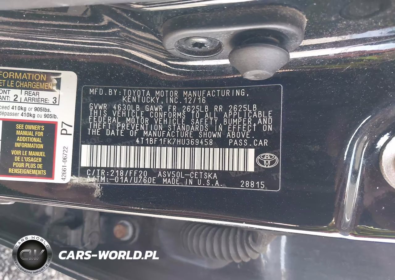 2017 Toyota Camry Se VIN:4T1BF1FK7HU369458 - 9