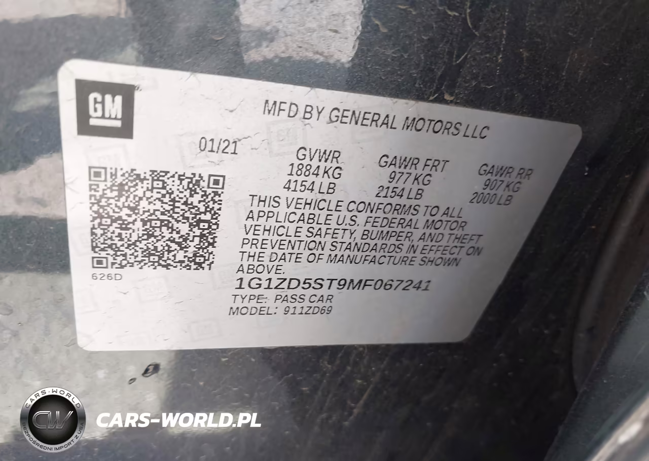 2021 Chevrolet Malibu Fwd Lt VIN:1G1ZD5ST9MF067241 - 9