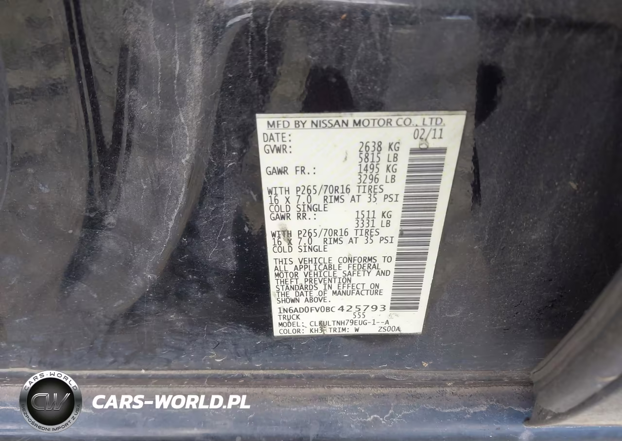 2011 Nissan Frontier Sv VIN:1N6AD0FV0BC425793 - 9