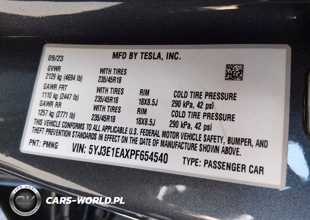 2023 Tesla Model 3 Rear-Wheel Drive VIN:5YJ3E1EAXPF654540 - 9