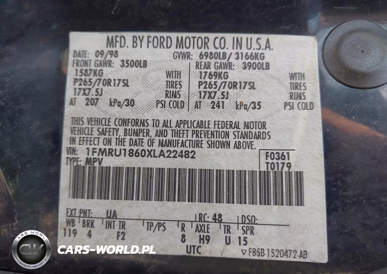 1999 Ford Expedition Xlt VIN:1FMRU1860XLA22482 - 9