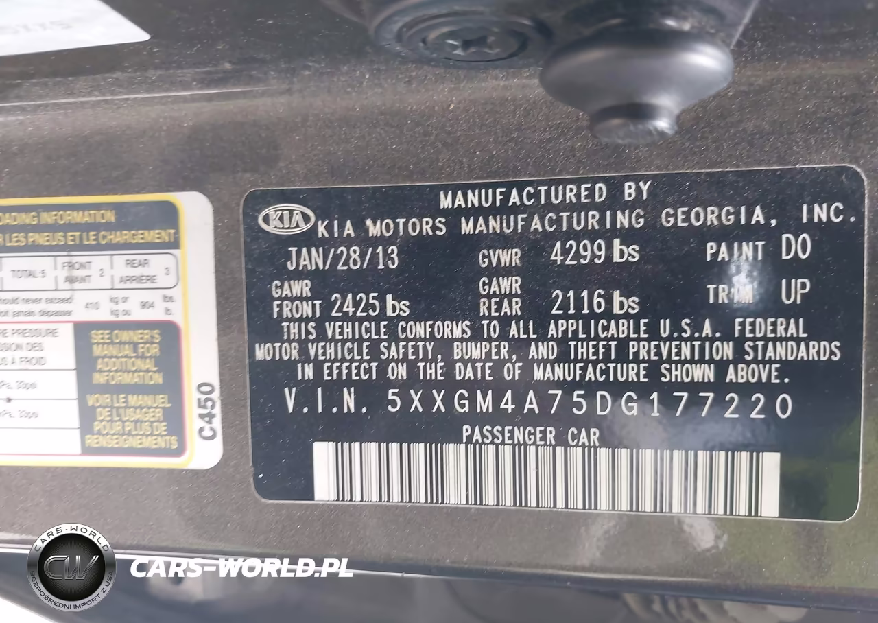 2013 Kia Optima Lx VIN:5XXGM4A75DG177220 - 9