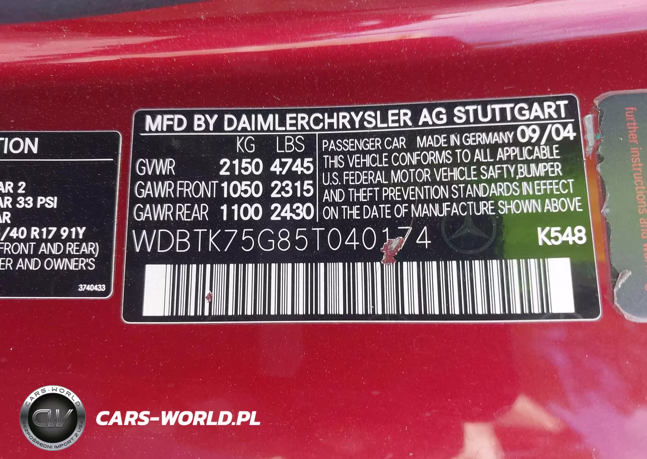 2005 Mercedes-Benz Clk 500 VIN:WDBTK75G85T040174 - 9