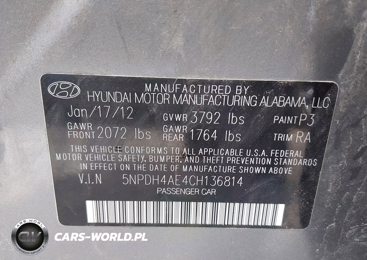 2012 Hyundai Elantra Limited VIN:5NPDH4AE4CH136814 - 9