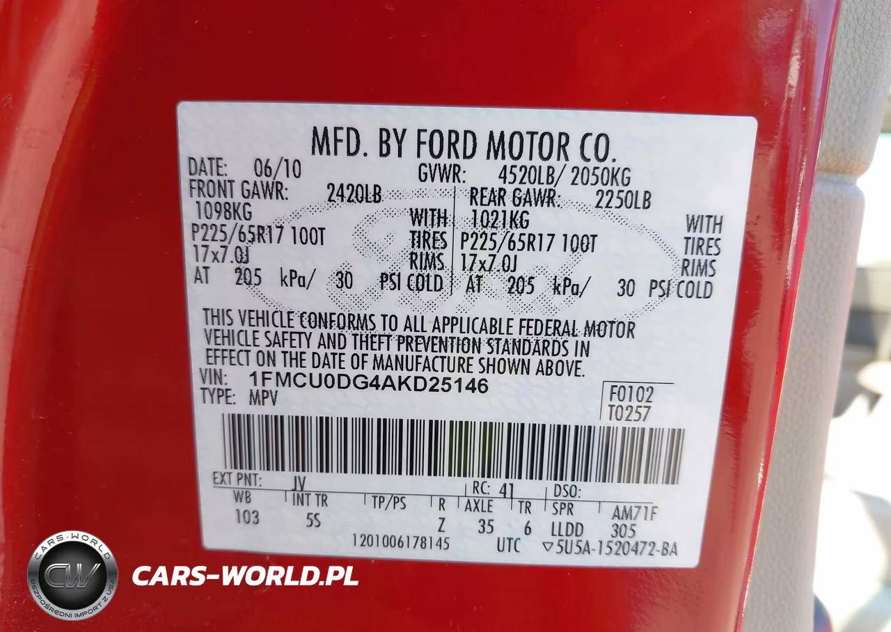 2010 Ford Escape Xlt VIN:1FMCU0DG4AKD25146 - 9
