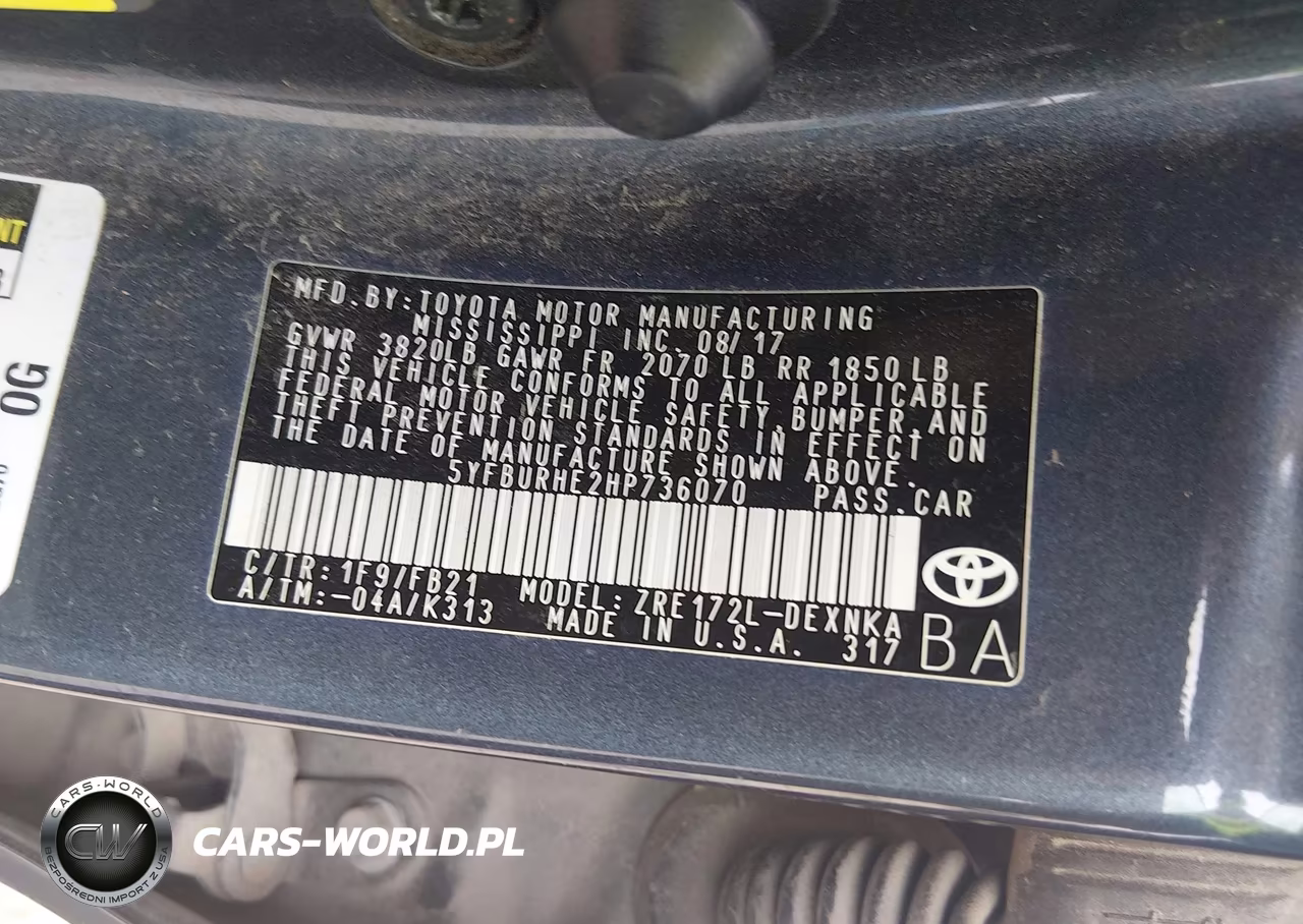 2017 Toyota Corolla Le VIN:5YFBURHE2HP736070 - 9
