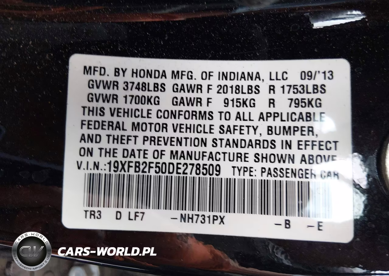 2013 Honda Civic Lx VIN:19XFB2F50DE278509 - 9
