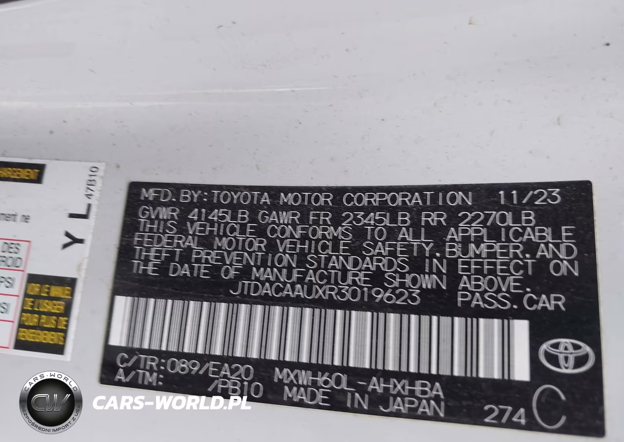 TOYOTA PRIUS LE VIN:JTDACAAUXR3019623 - 9